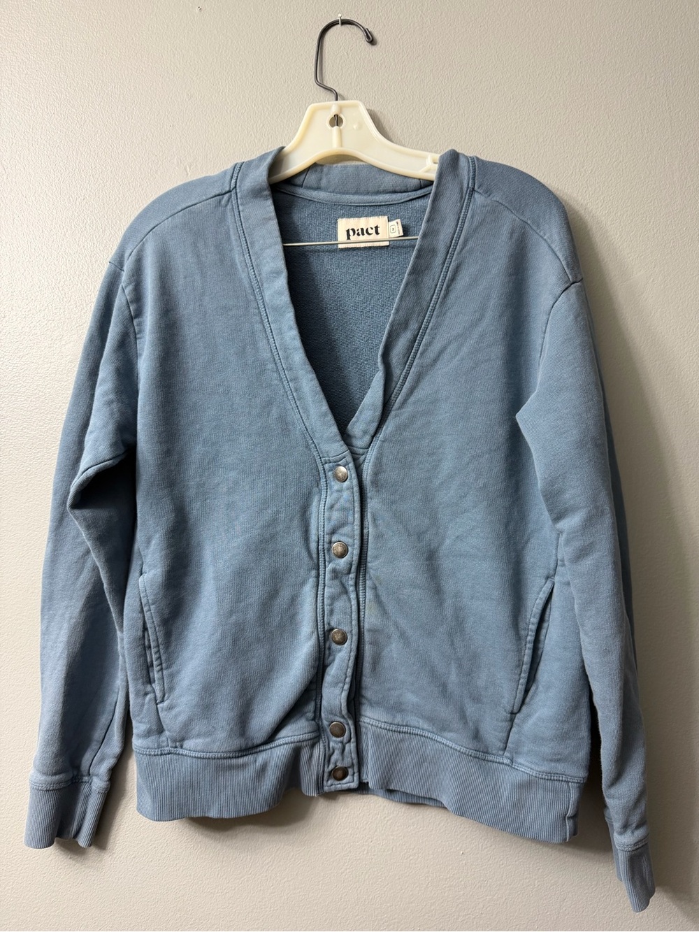 Pact Women's Dusty Blue Button-Up Cardigan medium